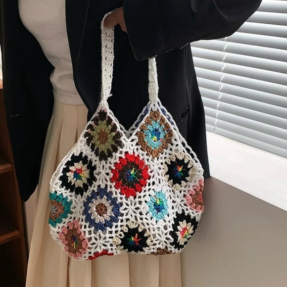 Granny Square Colorful Crochet Bag - Picture 3 of 10